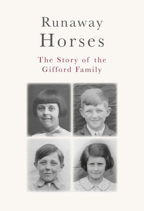 Family history featuring black and white images of four siblings as children