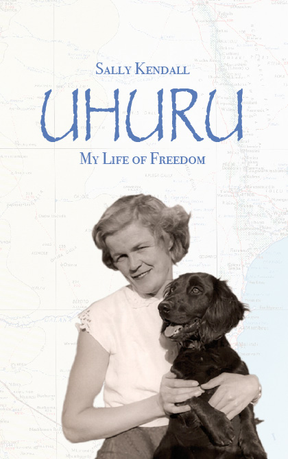 Biography cover featuring a map of Africa and a black and white image of the author as a young woman with a black dog